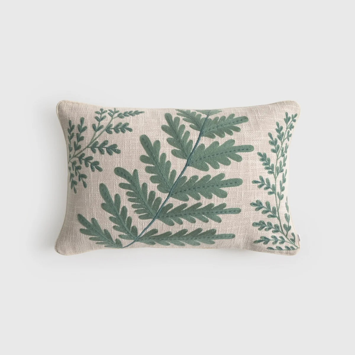 Funda de cojín algodón bordado hojas Secumi