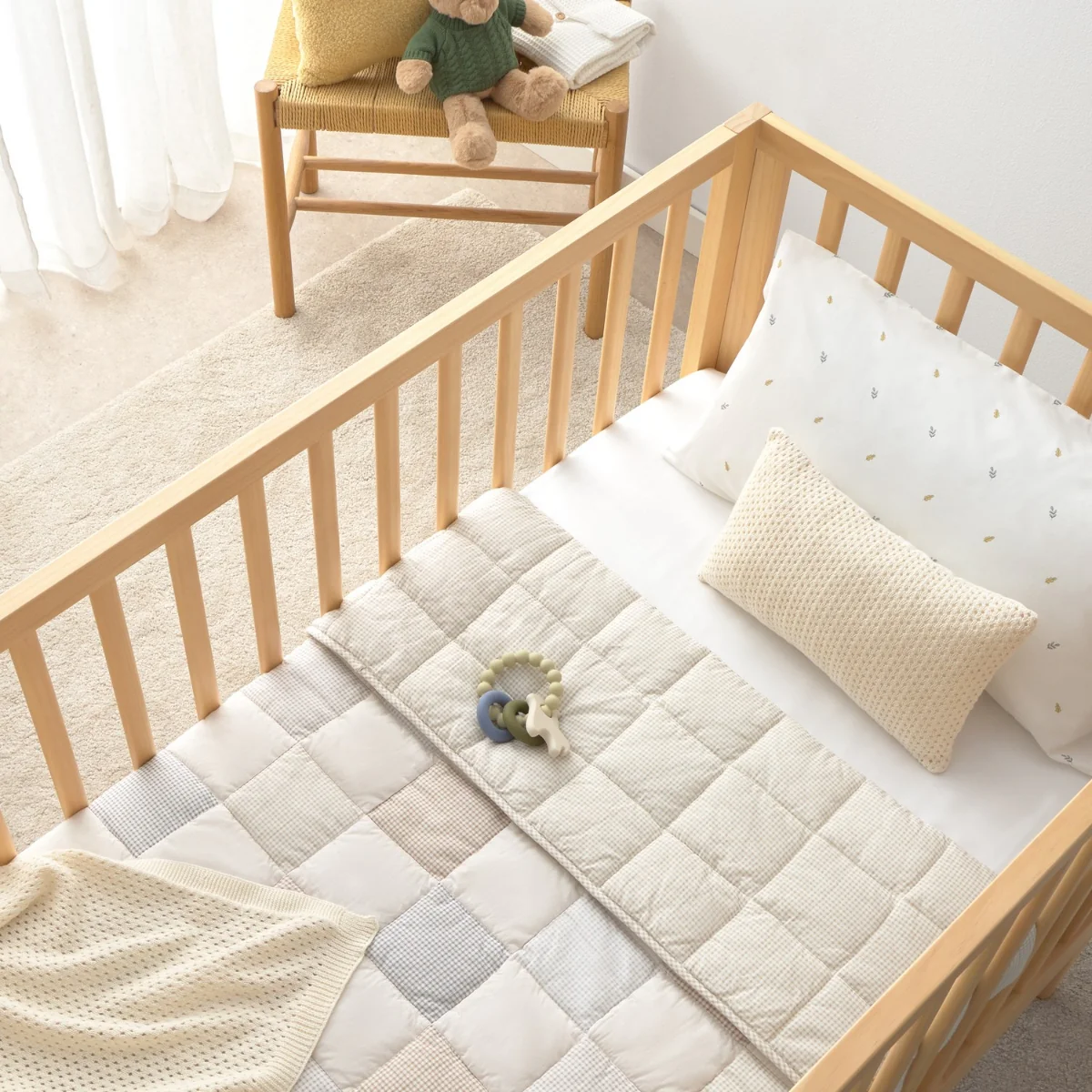 Colcha bebé algodón reversible patchwork cuadros Sepatki